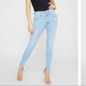 Light Denim Blue 3 Tier Push Up Jeans